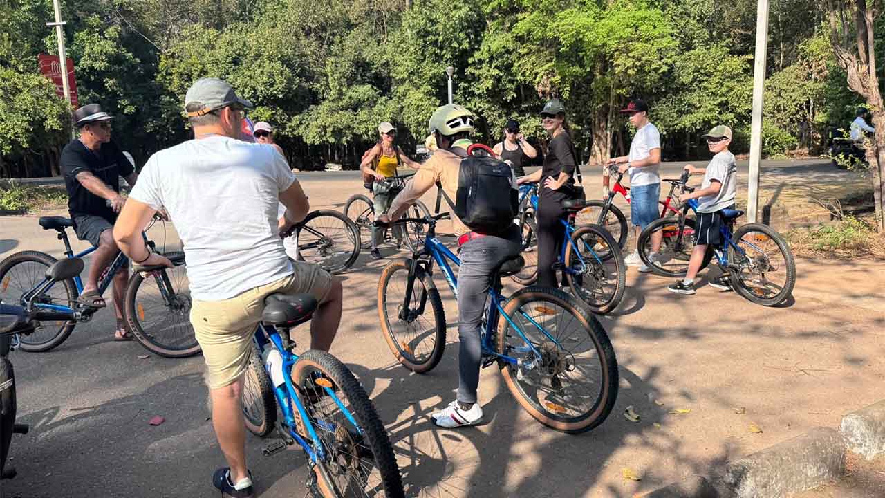 Cycling tour at Angkor Wat Cambodia